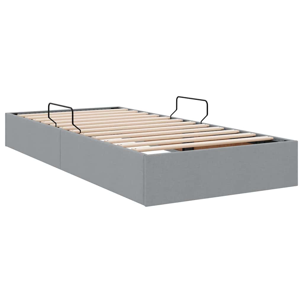 Krevet s od storage Svijetlo siva 90 x 190 cm tkanina