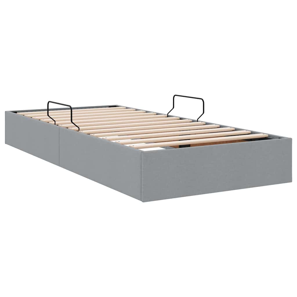 Krevet s od storage Svijetlo siva 90 x 190 cm tkanina
