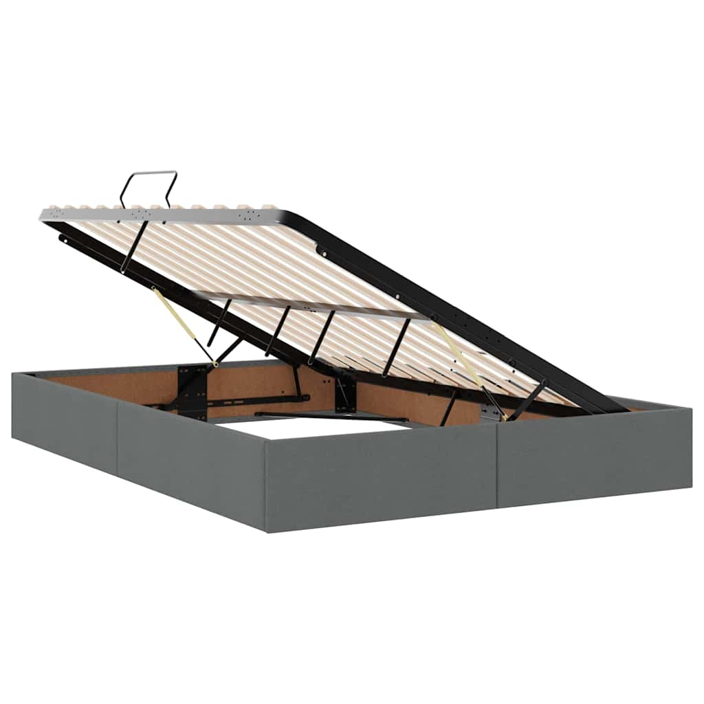 Krevet s od storage s pohranom Tamno siva 135 x 190 cm tkanina