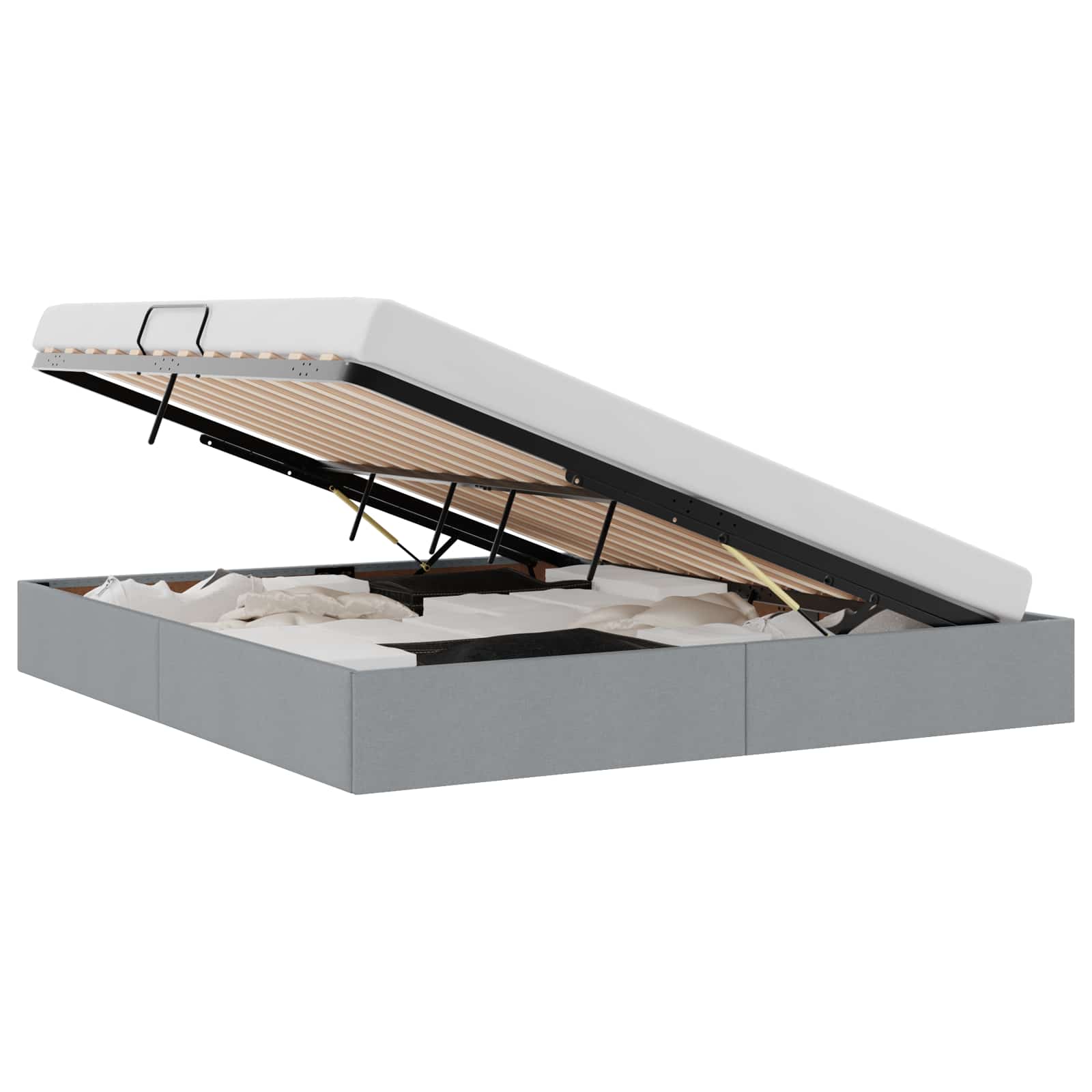 Krevet s od storage Svijetlo siva 180 x 200 cm tkanina
