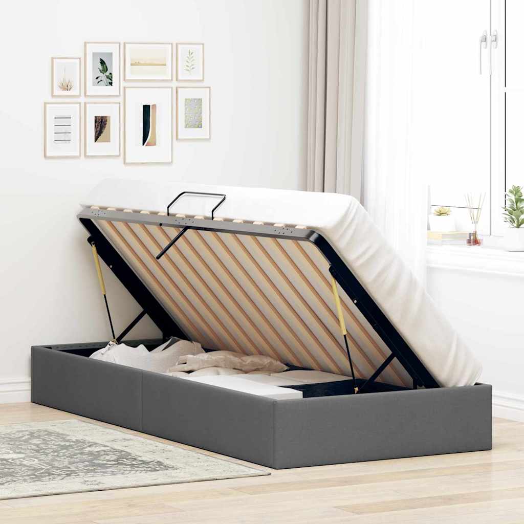 Krevet s od storage s madracem Tamno siva 203 x 100 cm tkanina