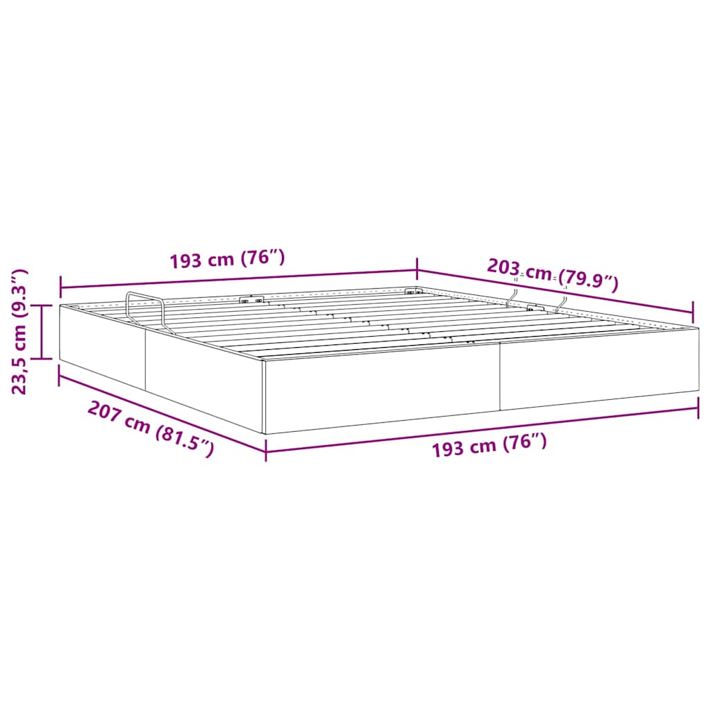 Krevet s od storage s madracem Tamno siva 193 x 203 cm tkanina