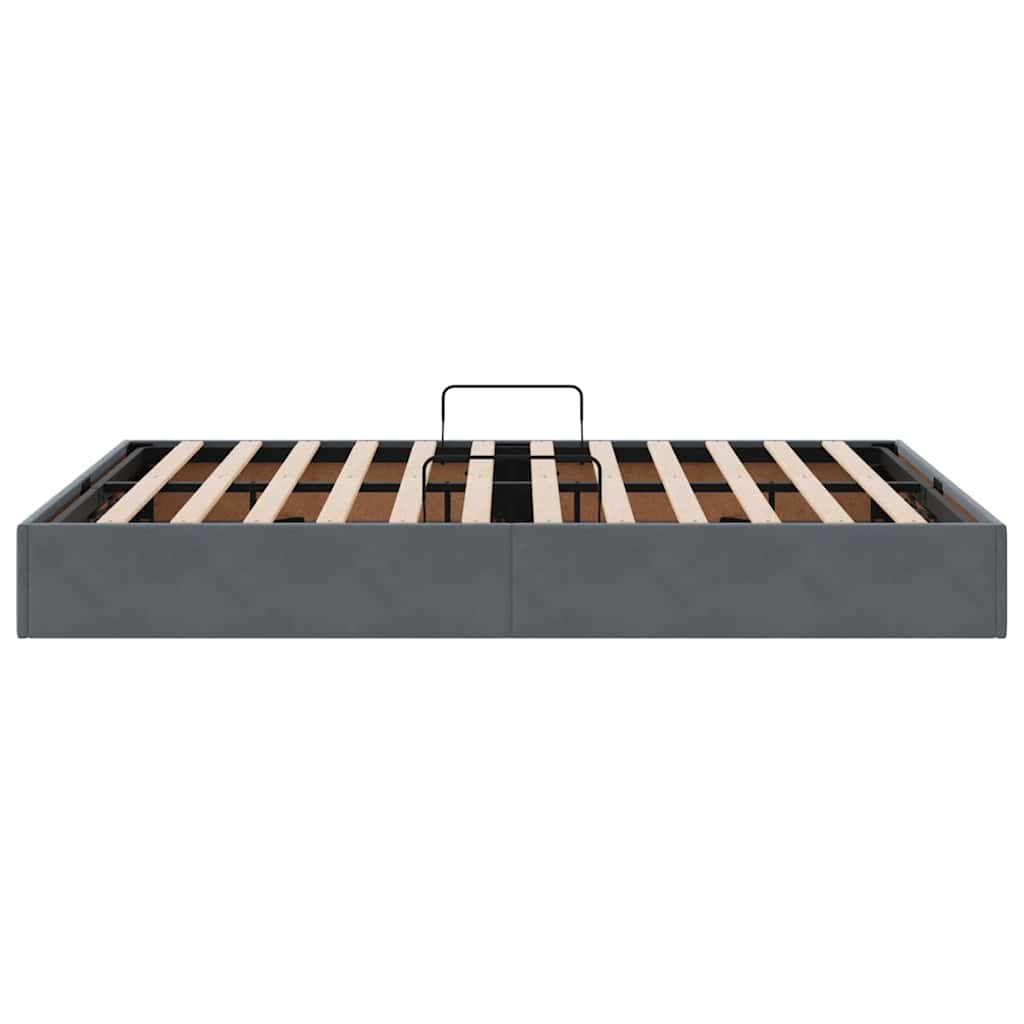 Krevet s od storage s uzglavljem Tamno siva 135 x 190 cm Baršun