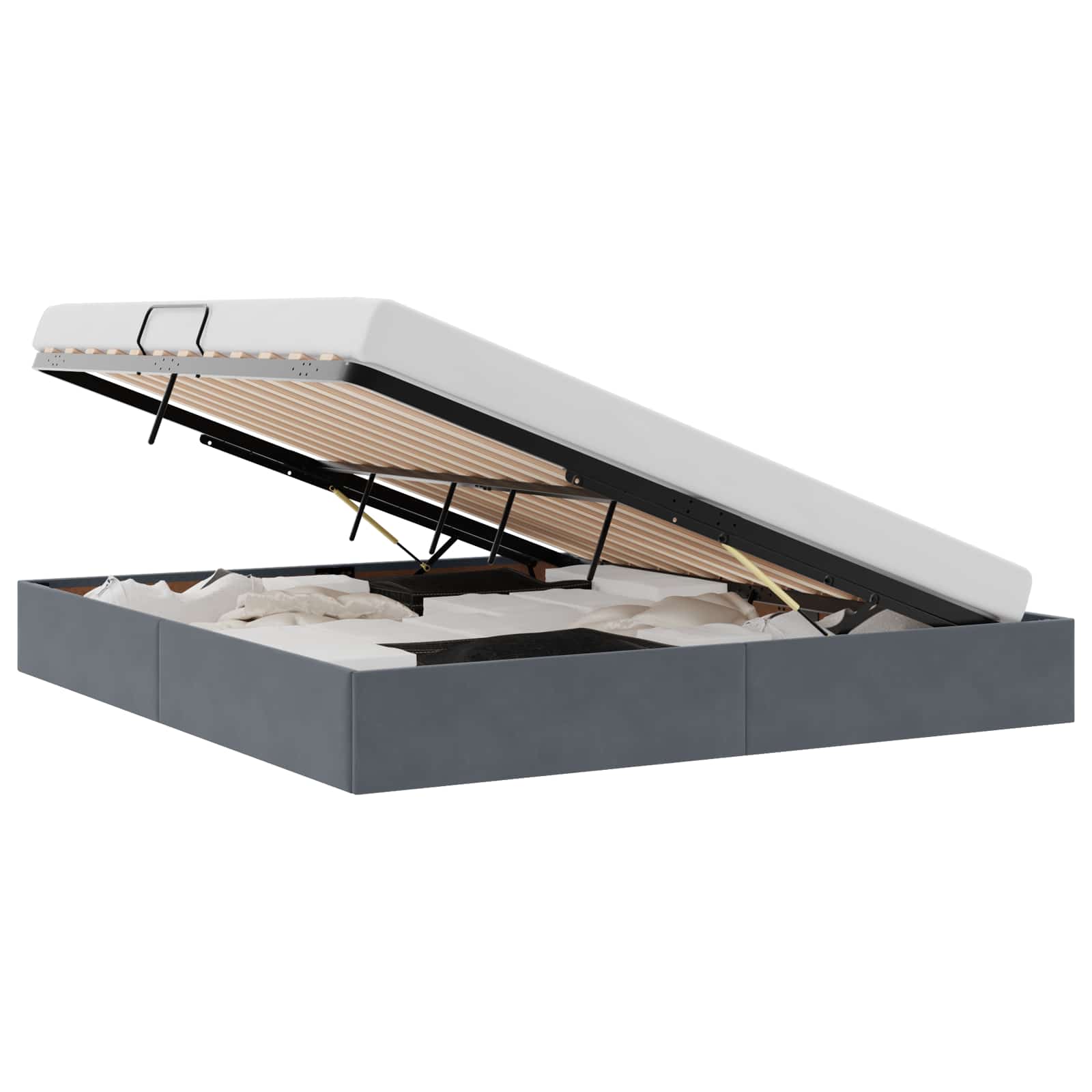Krevet s od storage s uzglavljem Tamno siva 180 x 200 cm Baršun