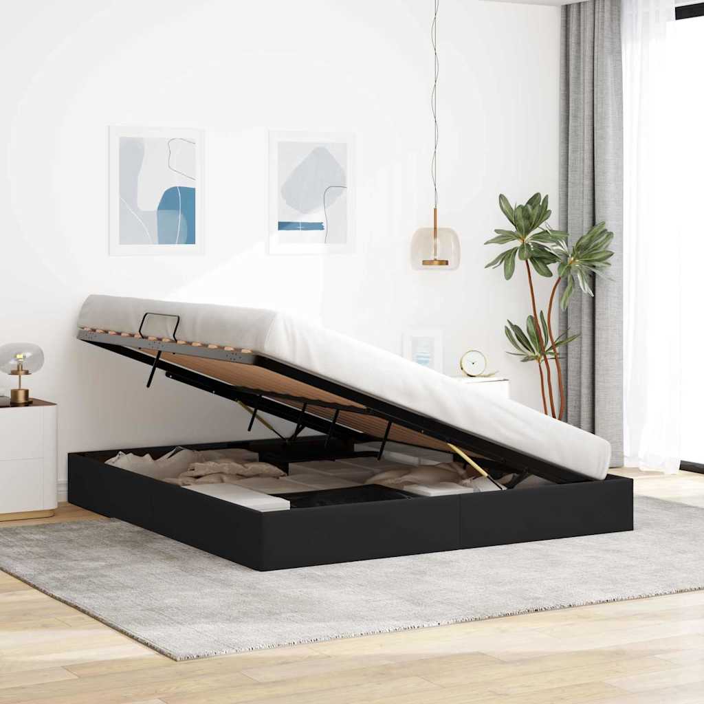 Krevet s od storage s uzglavljem Crna 180 x 200 cm Baršun