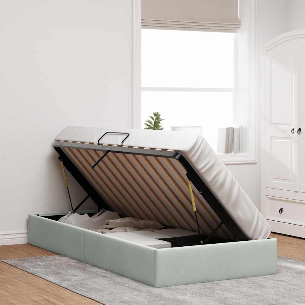 Krevet s od storage s pohranom Svjetlosiva 100 x 190 cm Baršun