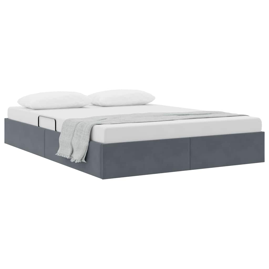 Krevet s od storage s pohranom Tamnosiva 137 x 190 cm Baršun