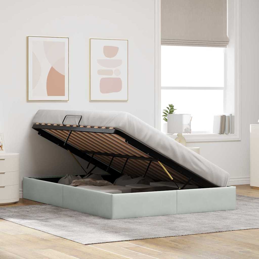 Krevet s od storage s pohranom Svjetlosiva 153 x 203 cm Baršun