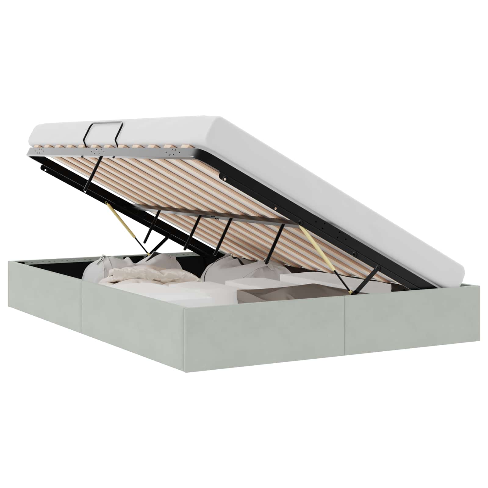 Krevet s od storage s pohranom Svjetlosiva 153 x 203 cm Baršun