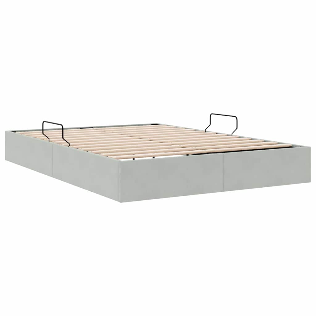 Krevet s od storage s pohranom Svjetlosiva 153 x 203 cm Baršun
