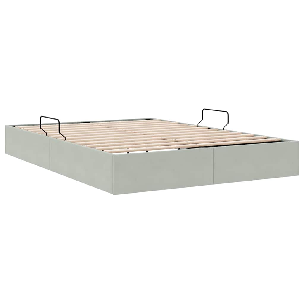 Krevet s od storage s pohranom Svjetlosiva 153 x 203 cm Baršun