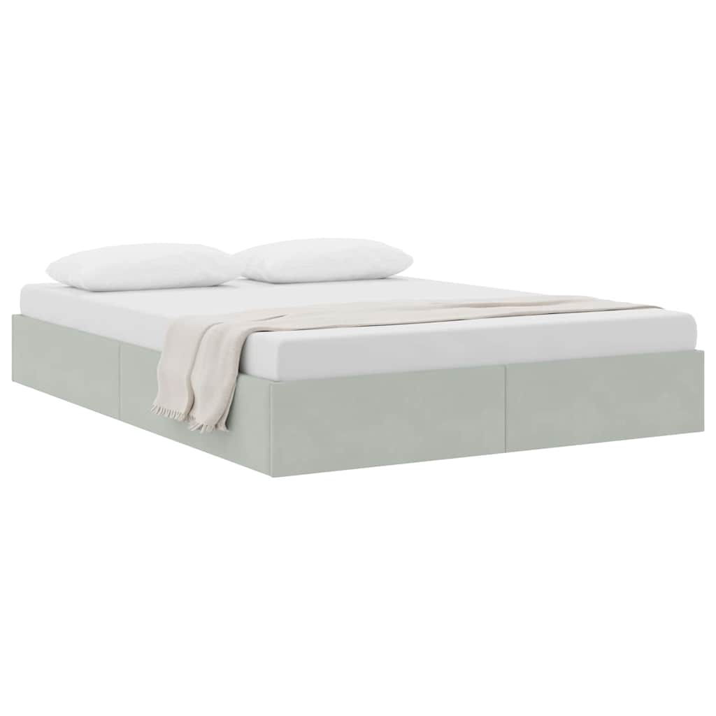 Krevet s od storage s pohranom Svjetlosiva 153 x 203 cm Baršun