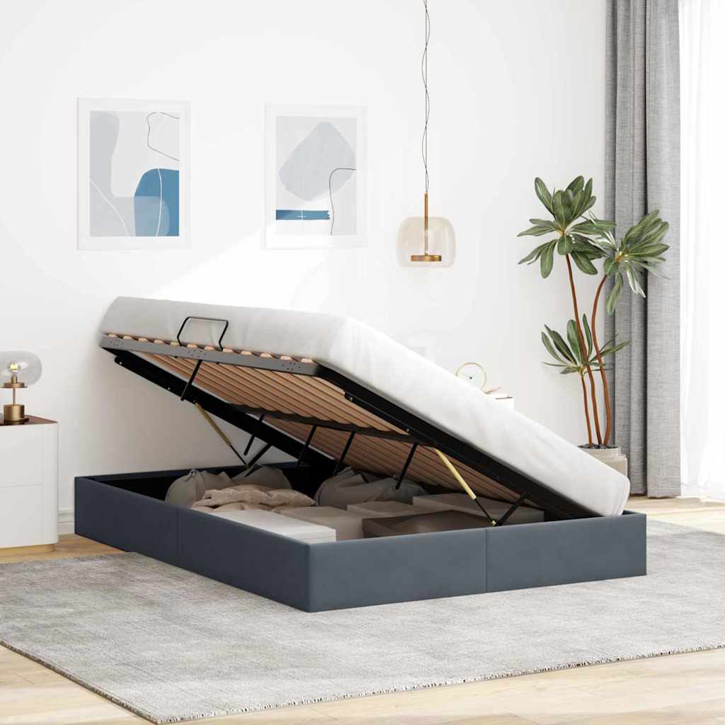 Krevet s od storage s pohranom Tamnosiva 153 x 203 cm Baršun