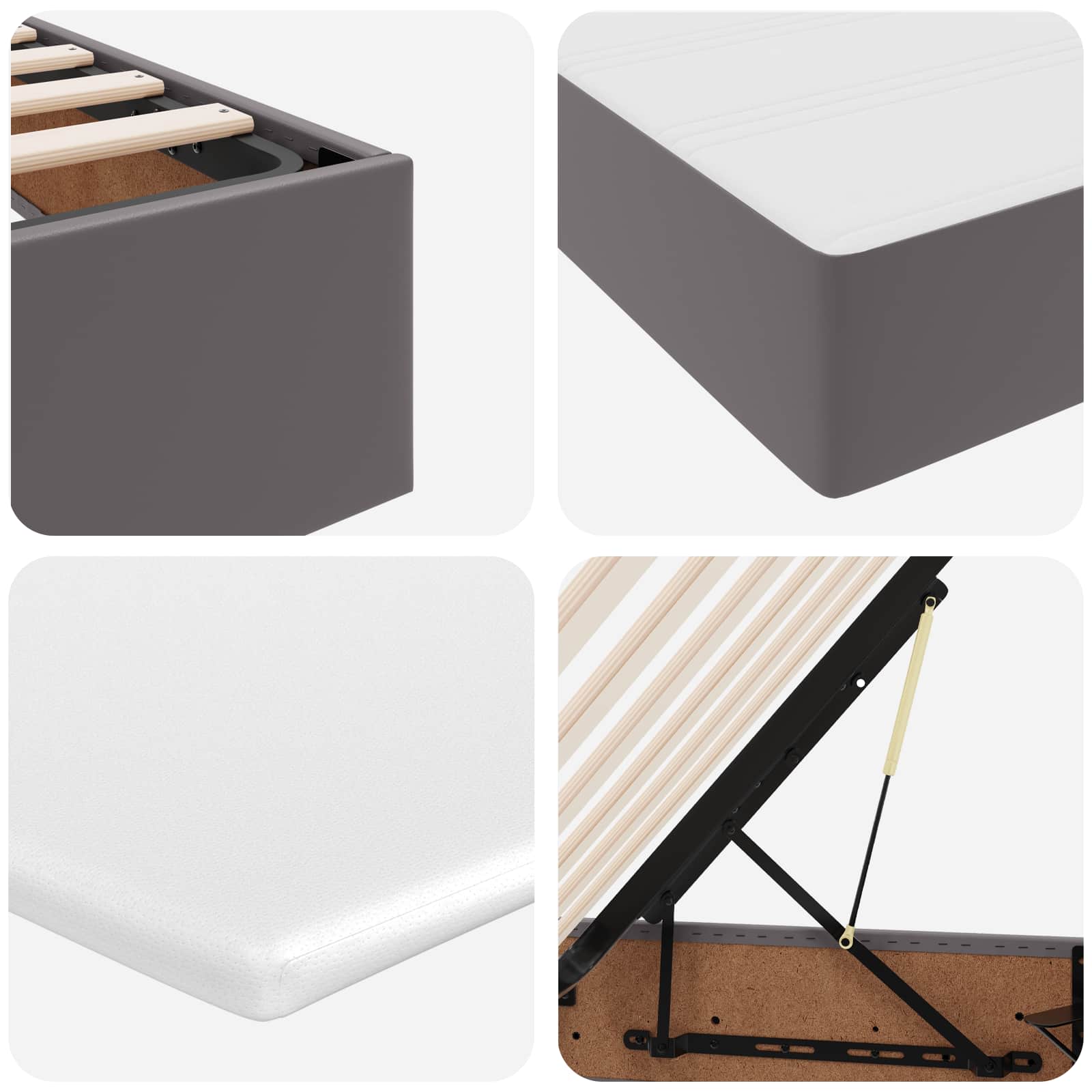 Krevet s madracem i skladištem Siva 140 x 200 cm Lažna koža