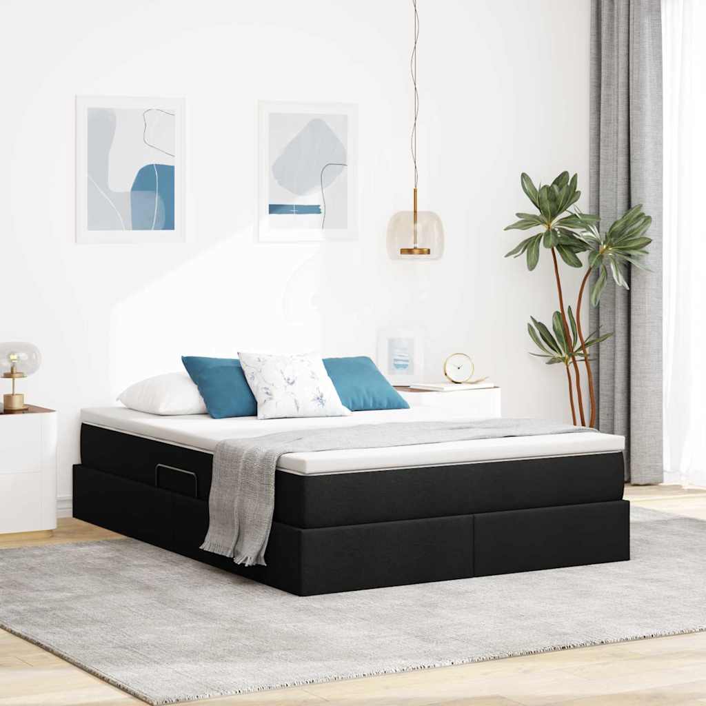 Krevet s madracem i skladištem Crna 140 x 200 cm Poliester