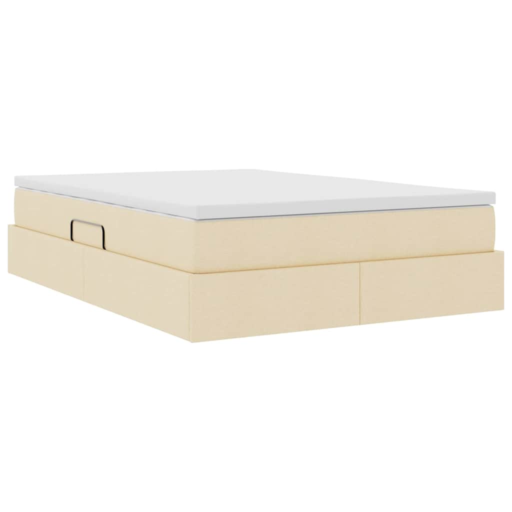 Krevet s madracem i skladištem Krema 140 x 200 cm Poliester