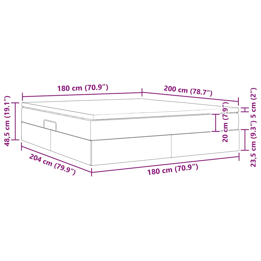 Krevet s madracem i skladištem Crna 180 x 200 cm Poliester