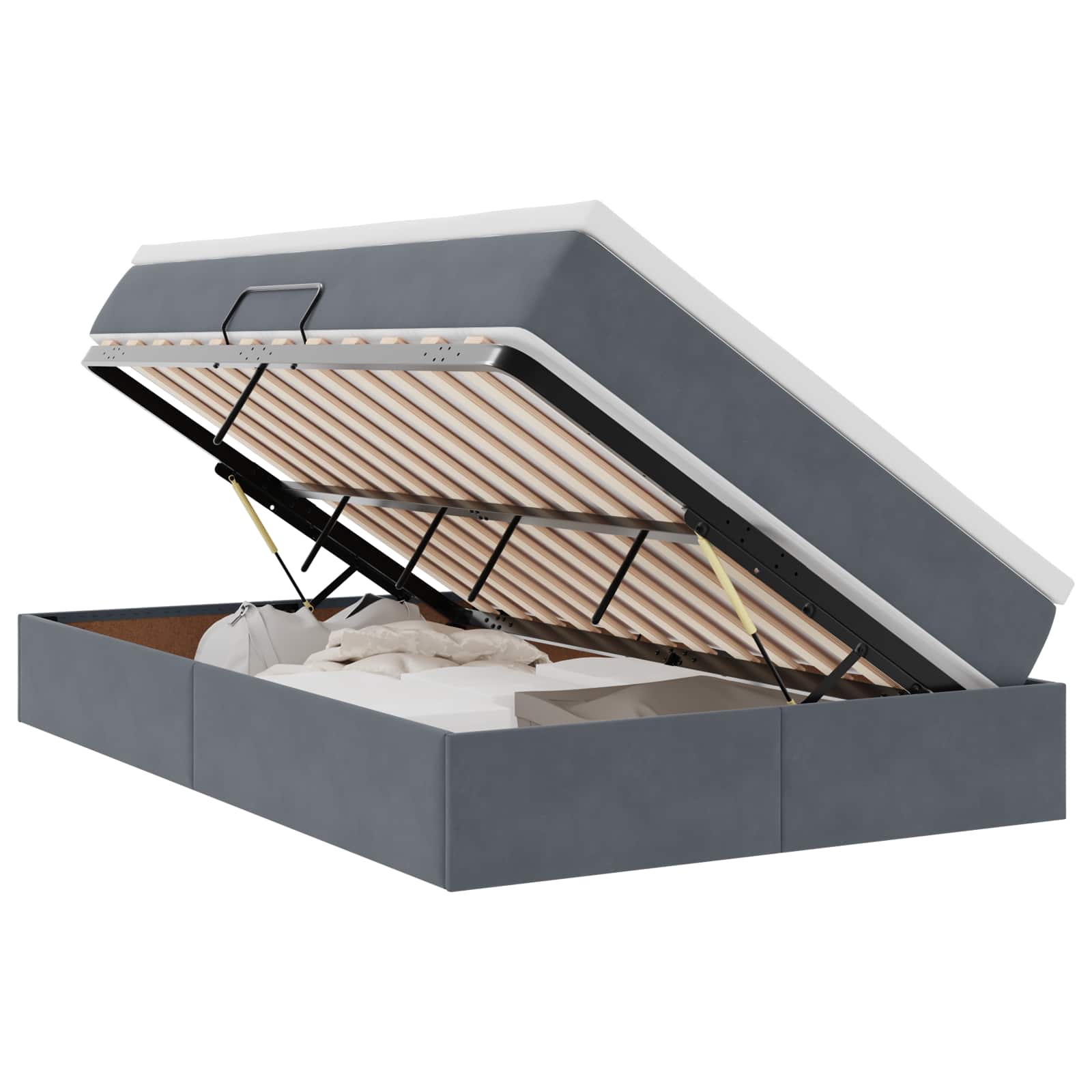 Krevet s madracem i skladištem Tamno siva 120 x 190 cm Baršun
