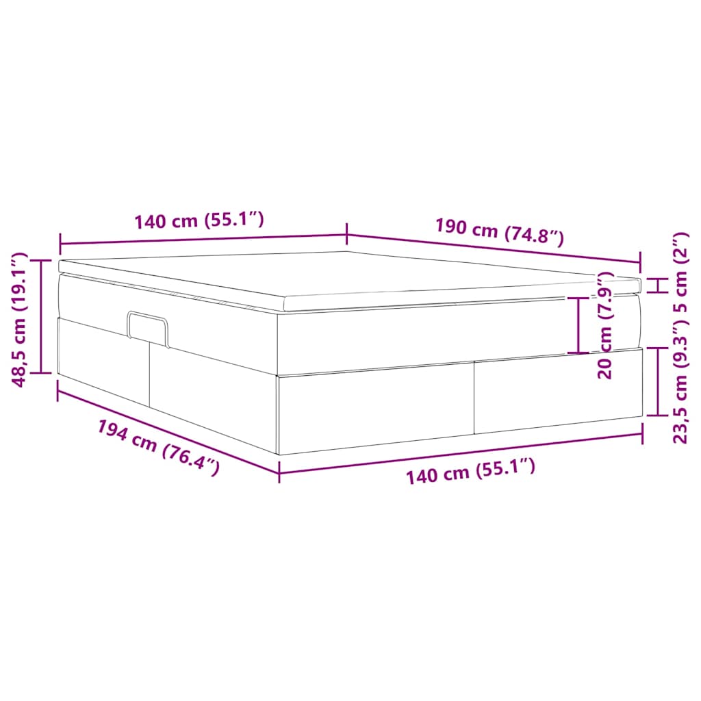 Krevet s madracem i skladištem Tamnozelena 140 x 190 cm Baršun