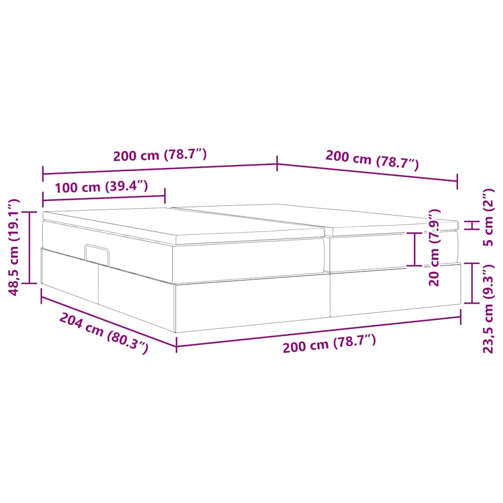 Krevet s madracem i skladištem Crna 200 x 200 cm Poliester