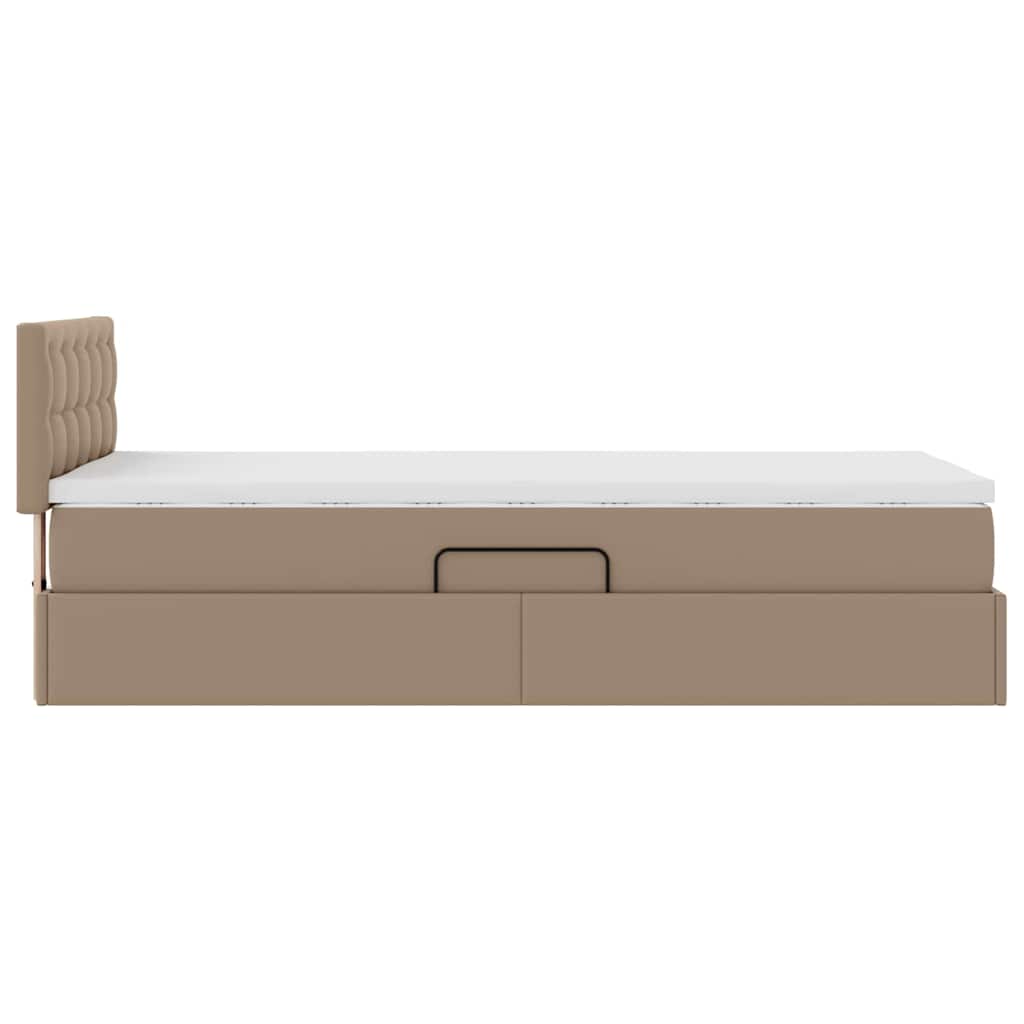 Krevet s madracem i skladištem Kapućino 90 x 190 cm Lažna koža