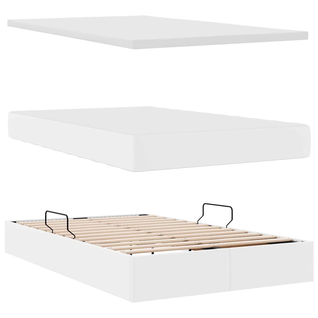 Krevet s madracem i skladištem Čista bijela 120 x 200 cm