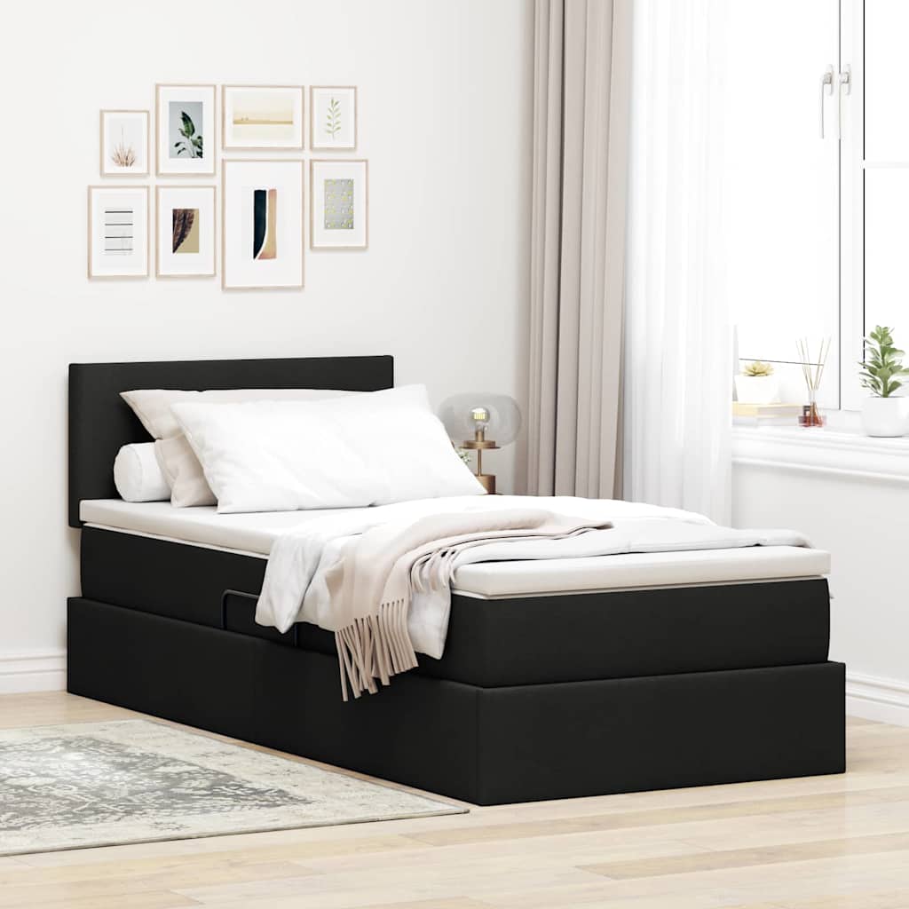 Krevet s madracem i skladištem s madracem Crna 90 x 190 cm