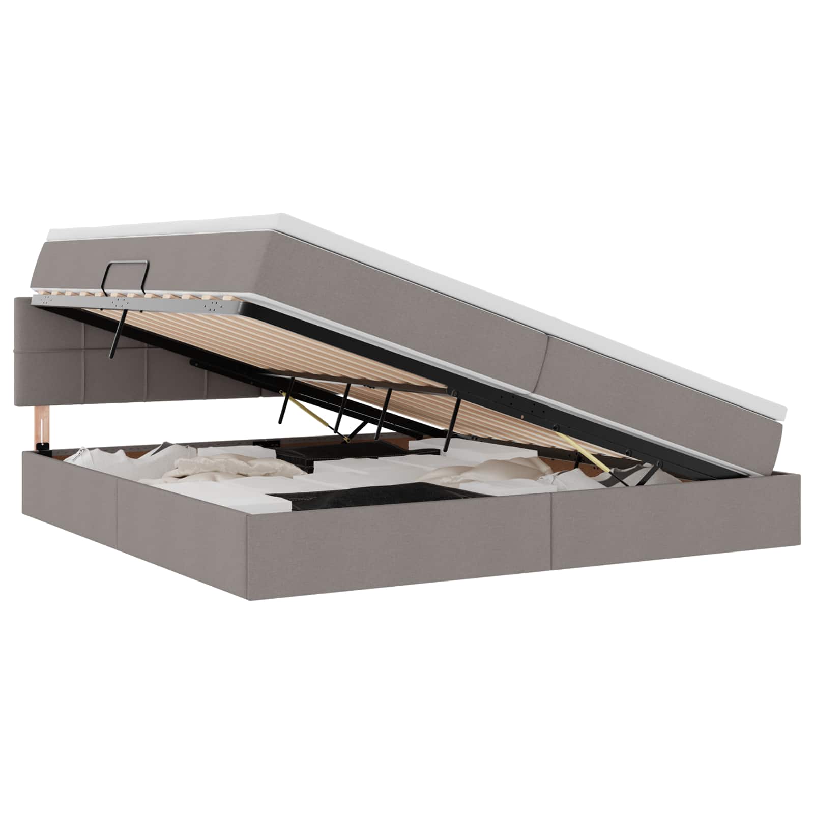 Krevet s madracem i skladištem Sivo-smeđa 200 x 200 cm