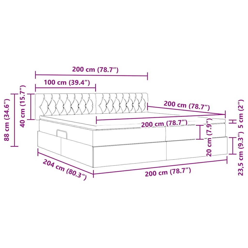Krevet s madracem i skladištem s madracem Krema 200 x 200 cm