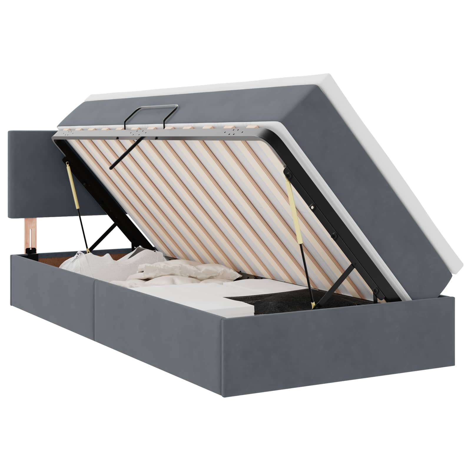 Krevet s od storage s madracem Tamno siva 90 x 200 cm Baršun