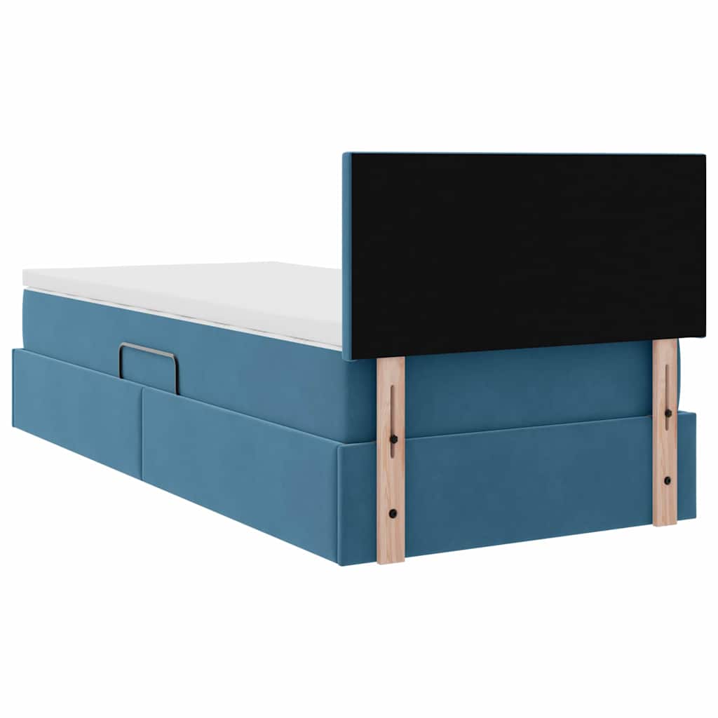 Krevet s od storage s madracem Tamno plava 90 x 200 cm Baršun