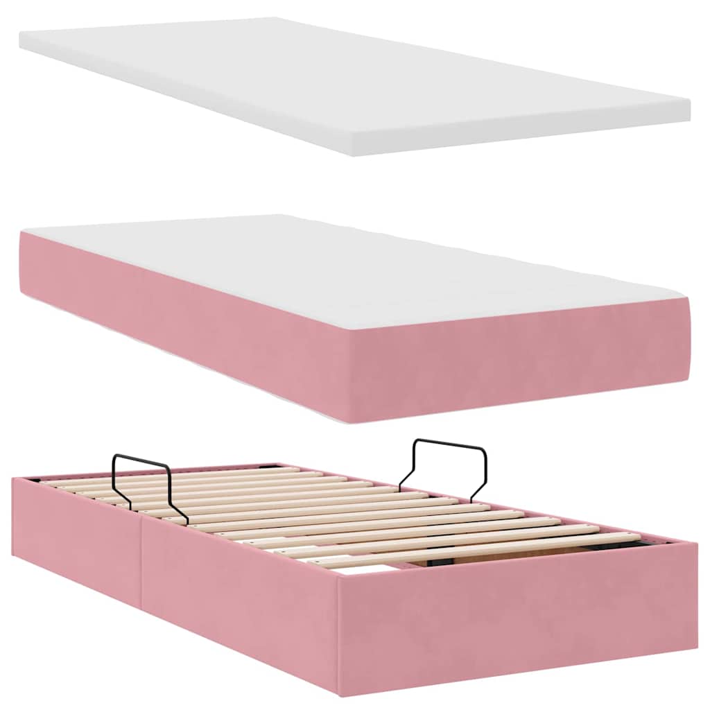Krevet s od storage s madracem Ružičasta 90 x 200 cm Baršun