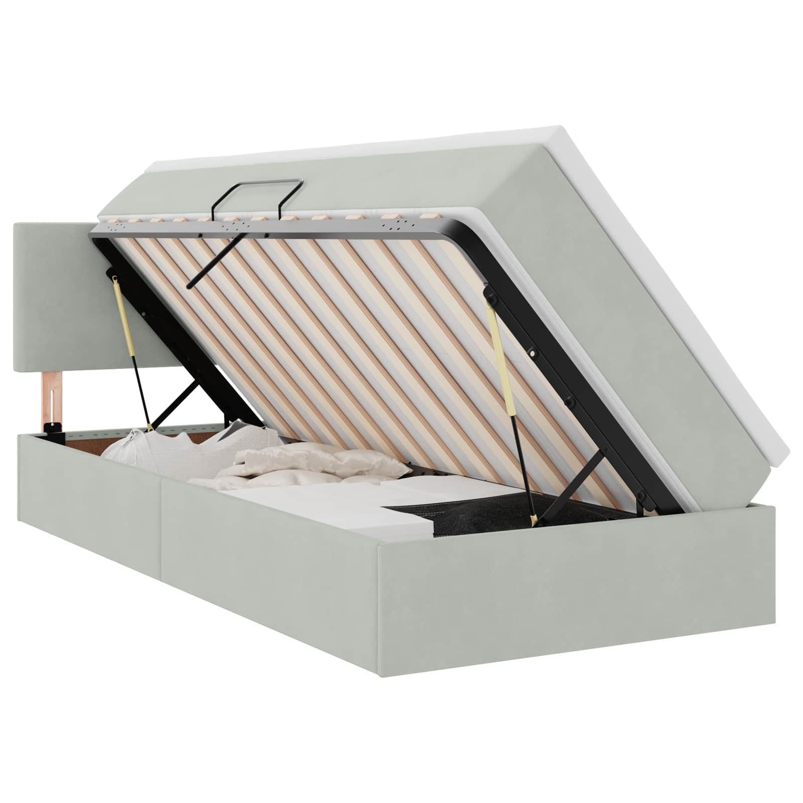 Krevet s od storage Svijetlo siva 100 x 200 cm Baršun