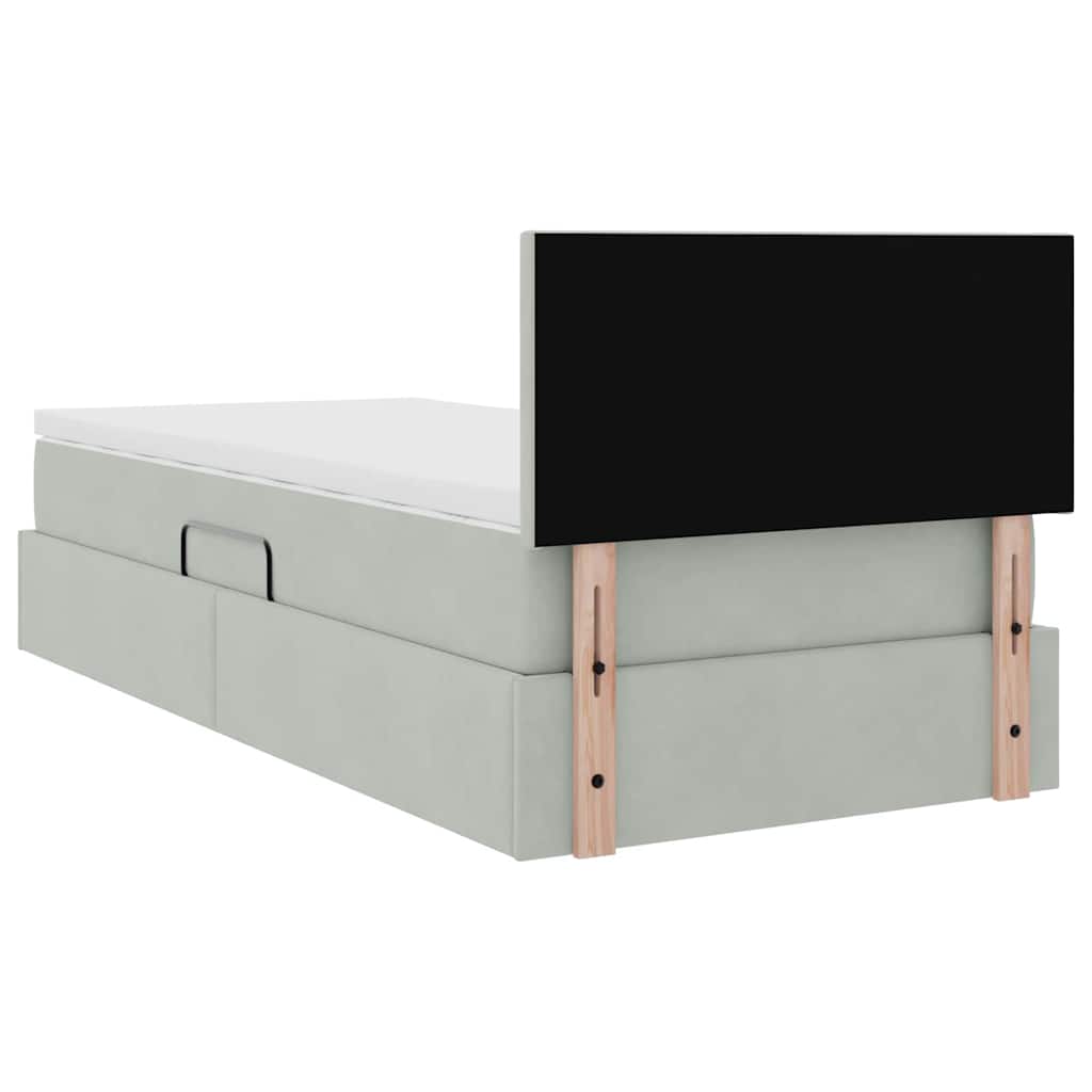 Krevet s od storage Svijetlo siva 100 x 200 cm Baršun