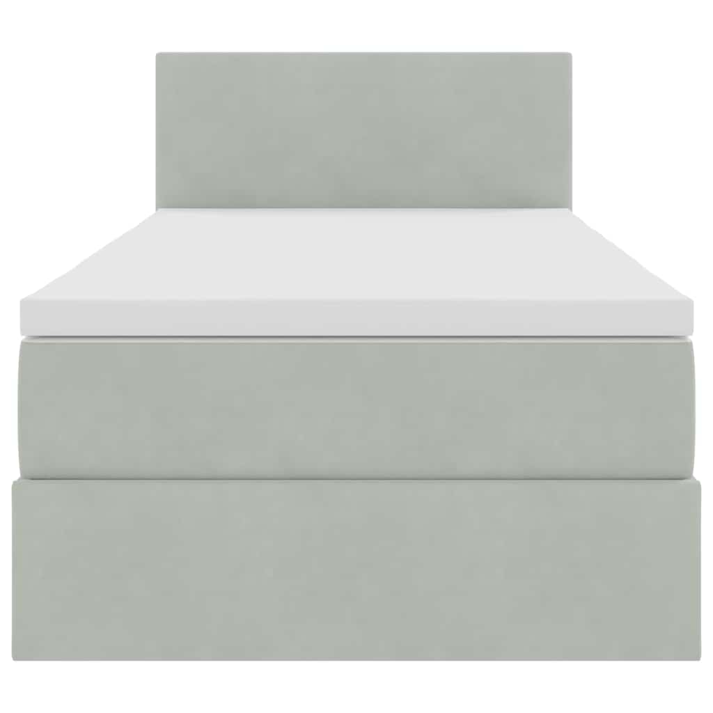 Krevet s od storage Svijetlo siva 100 x 200 cm Baršun