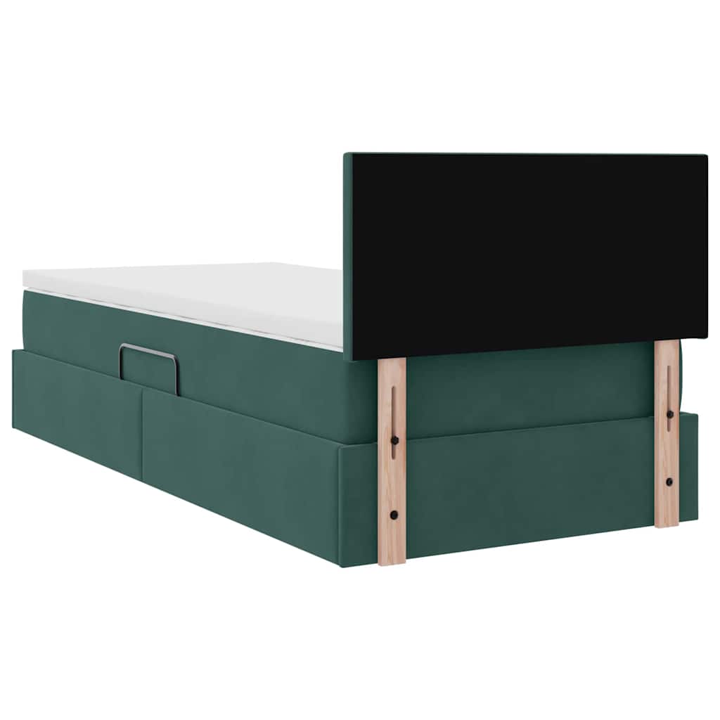 Krevet s od storage s madracem Tamnozelena 100 x 200 cm Baršun