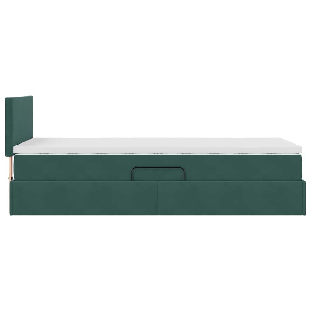 Krevet s od storage s madracem Tamnozelena 100 x 200 cm Baršun