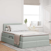 Krevet s od storage Svijetlo siva 120 x 190 cm Baršun