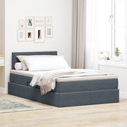 Krevet s od storage s madracem Tamno siva 120 x 190 cm Baršun