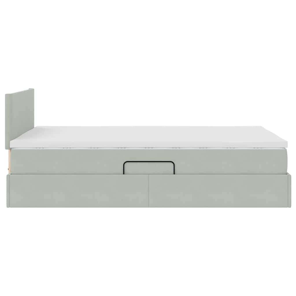 Krevet s od storage Svijetlo siva 120 x 200 cm Baršun