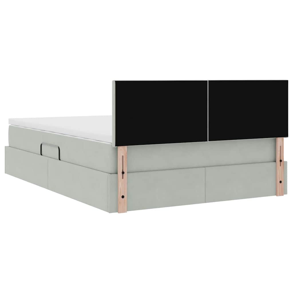 Krevet s od storage Svijetlo siva 140 x 190 cm Baršun