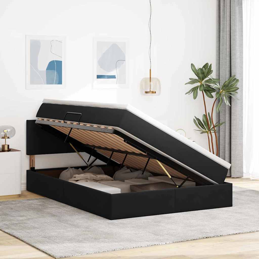 Krevet s od storage s madracem Crna 140 x 190 cm Baršun