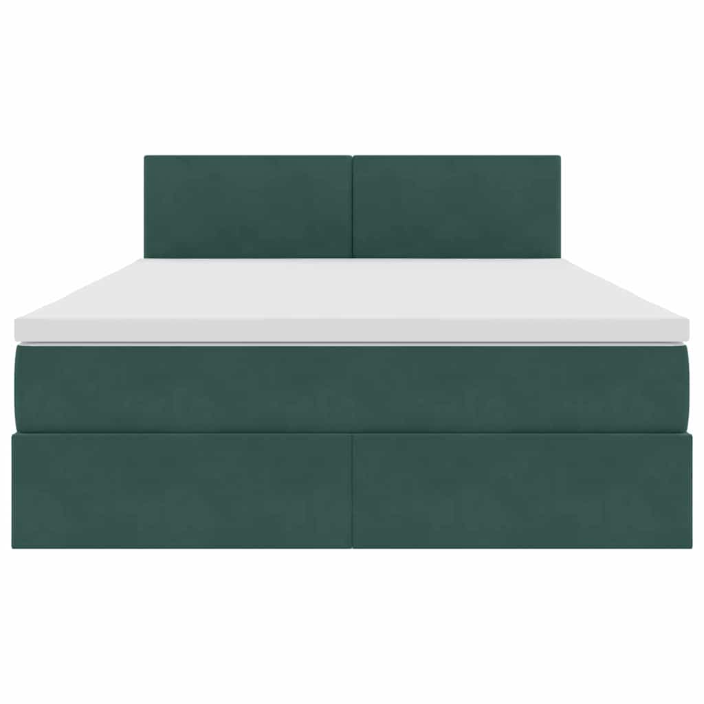 Krevet s od storage s madracem Tamnozelena 140 x 200 cm Baršun