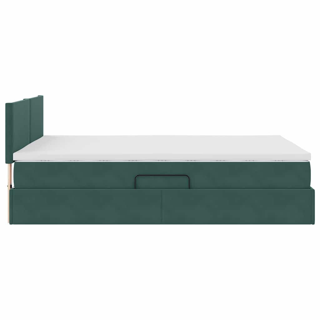 Krevet s od storage s madracem Tamnozelena 140 x 200 cm Baršun