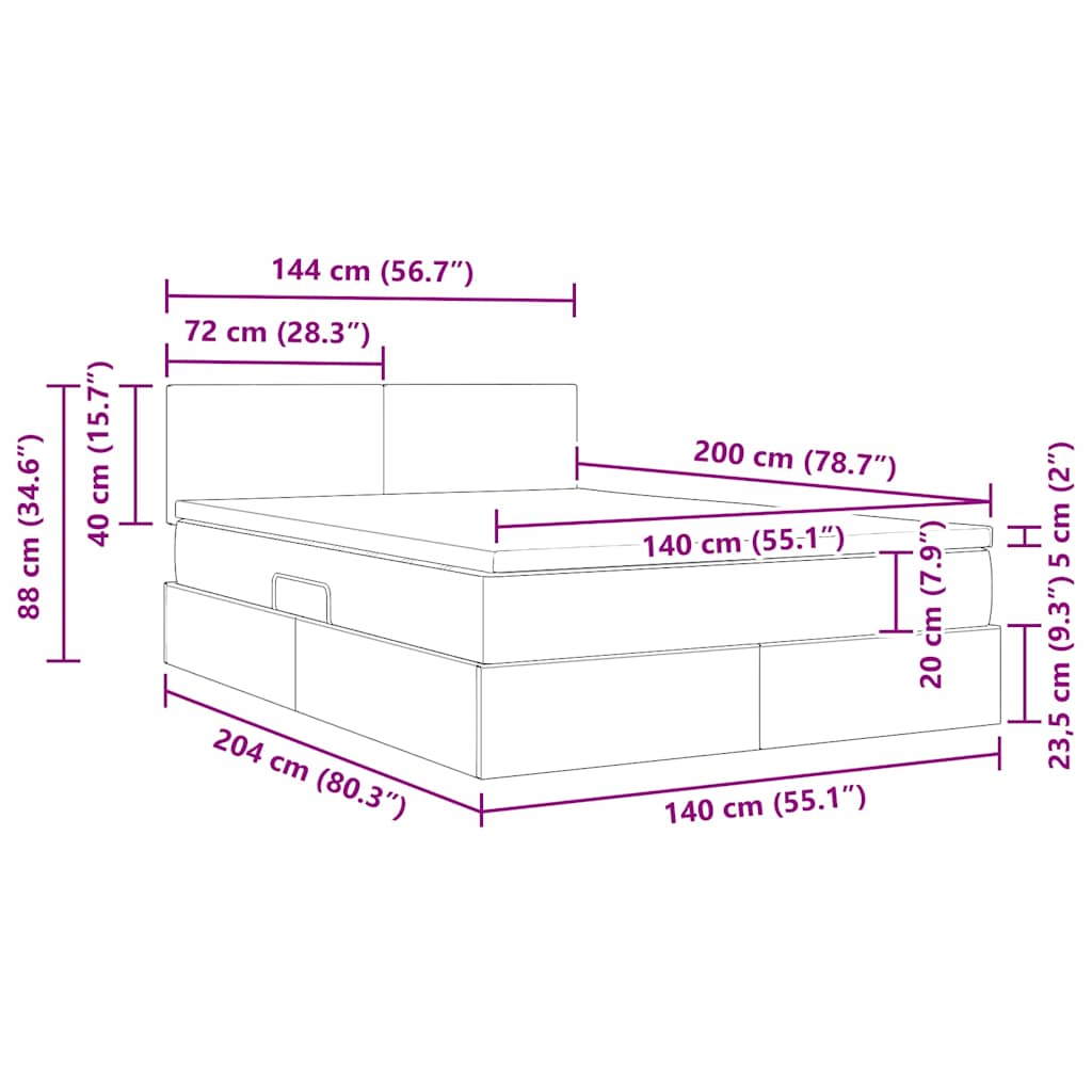 Krevet s od storage s madracem Tamnozelena 140 x 200 cm Baršun