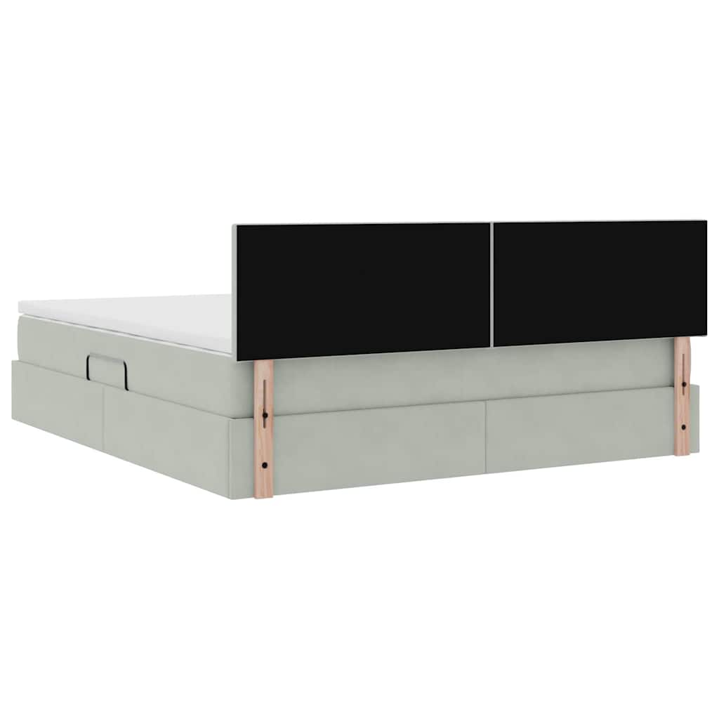 Krevet s od storage Svijetlo siva 160 x 200 cm Baršun