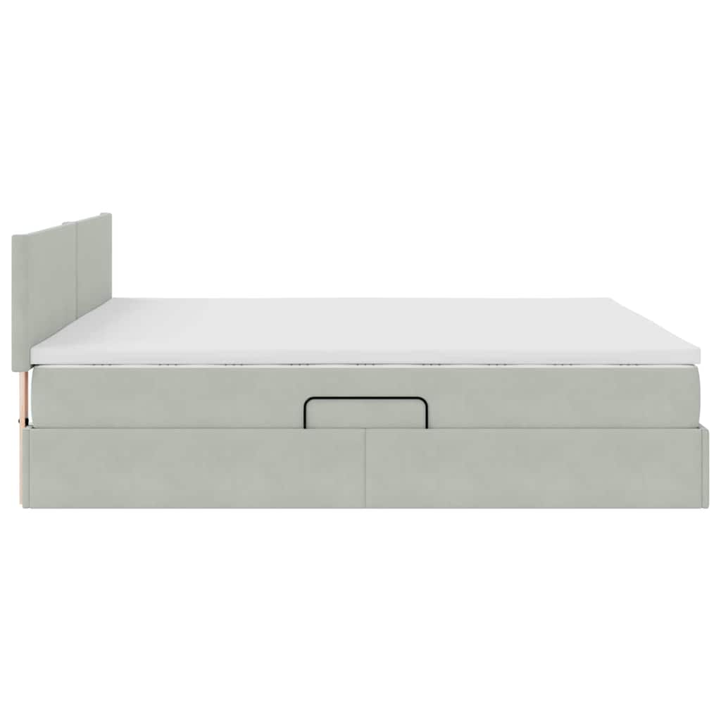 Krevet s od storage Svijetlo siva 160 x 200 cm Baršun