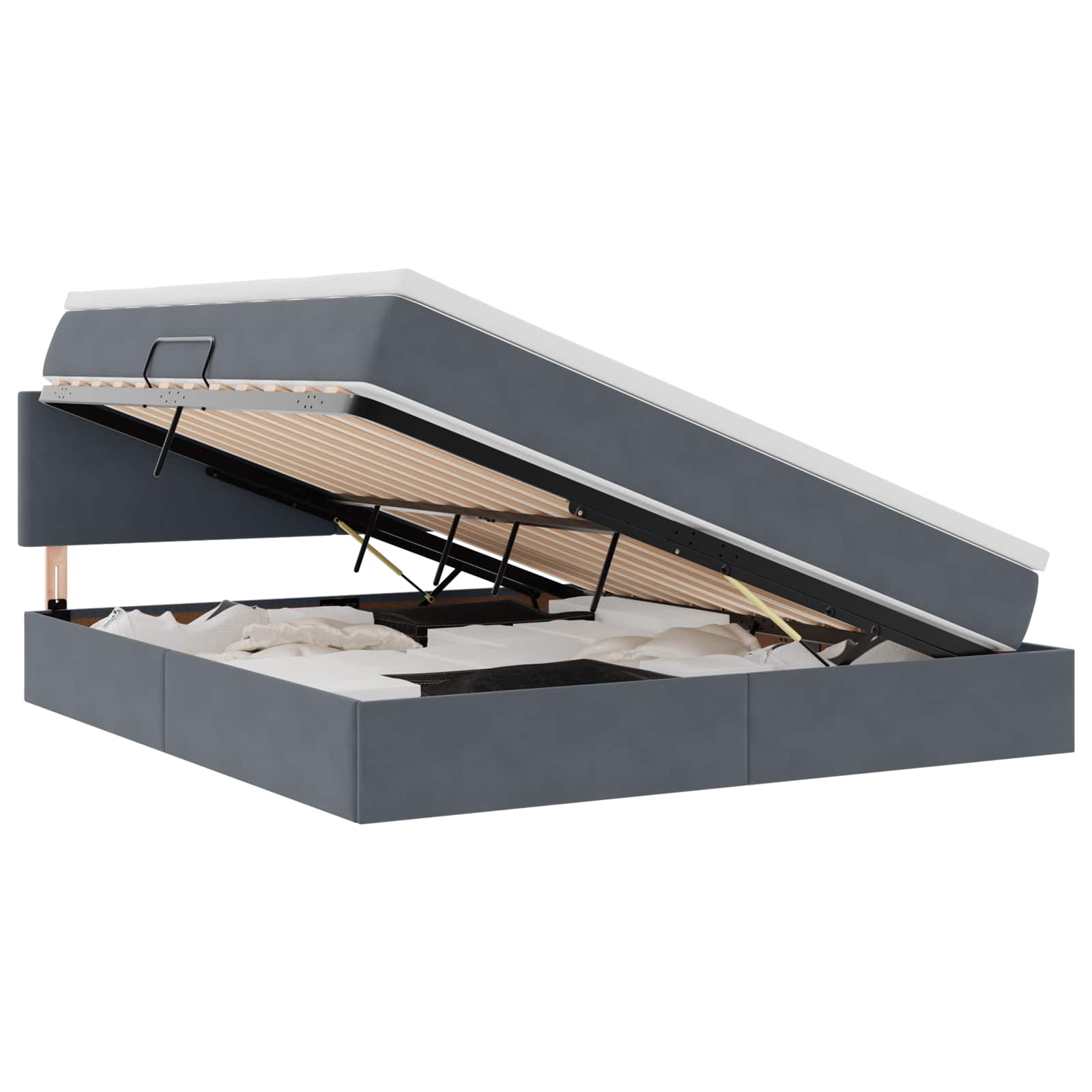 Krevet s od storage s madracem Tamno siva 160 x 200 cm Baršun