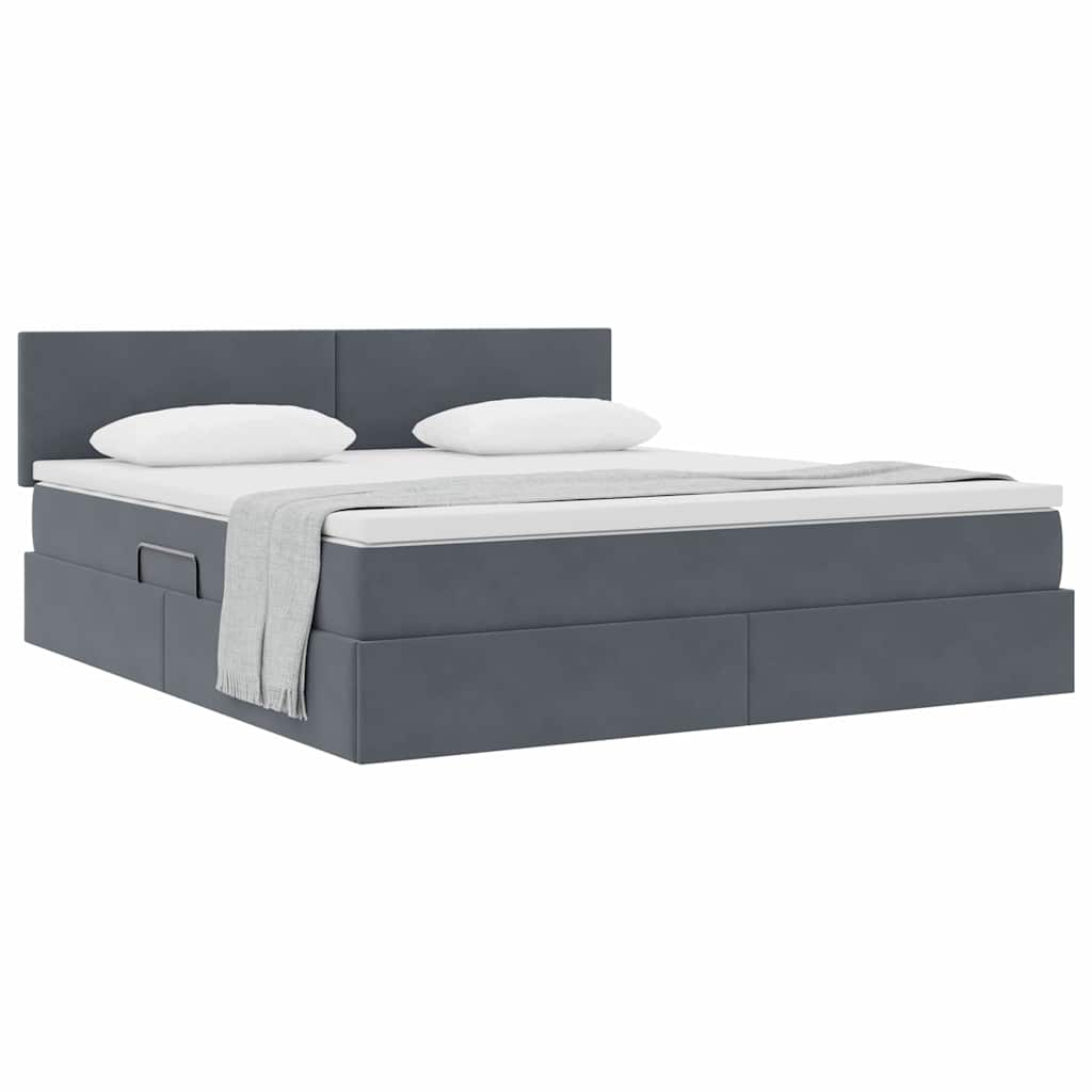 Krevet s od storage s madracem Tamno siva 160 x 200 cm Baršun