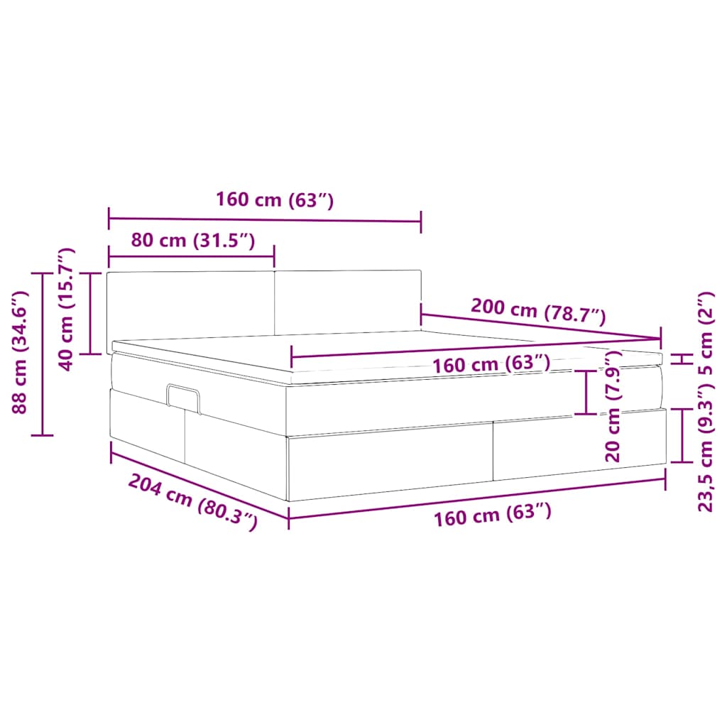 Krevet s od storage s madracem Ružičasta 160 x 200 cm Baršun